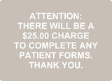 ADA - Attention $25 Charge - 8" x 11"