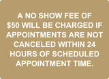 ADA - No Show Fee $50 - 8" x 11"