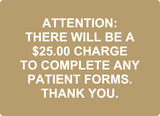 ADA - Attention $25 Charge - 8" x 11"